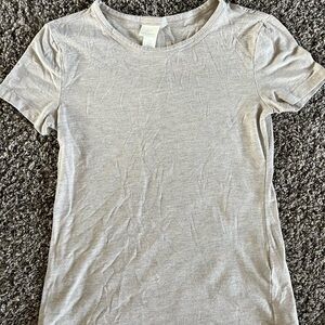 H&M Cream Fitted Short Sleeve Tee